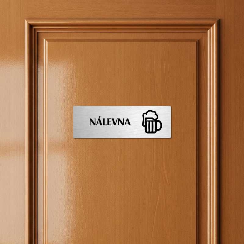 Nálevna, 240x79mm, zlatá popiska s ozdobou uprostřed